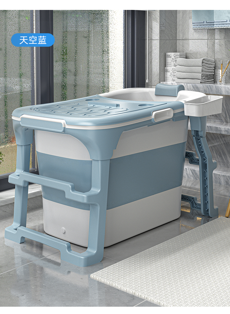 洛淼泡澡桶大人可折叠成人家用浴桶加厚沐浴儿童洗澡全身汗蒸 抹茶绿