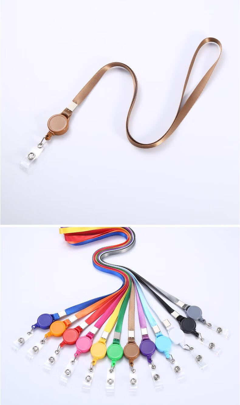 拉伸打卡吊绳医生护士胸牌工作牌一体伸缩扣门禁卡套织带绳子工作证易