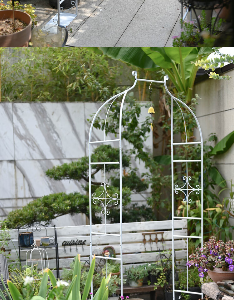 铁艺拱门花架阳台铁艺小型拱门花架靠墙爬藤架送加长横杆庭院花园装饰