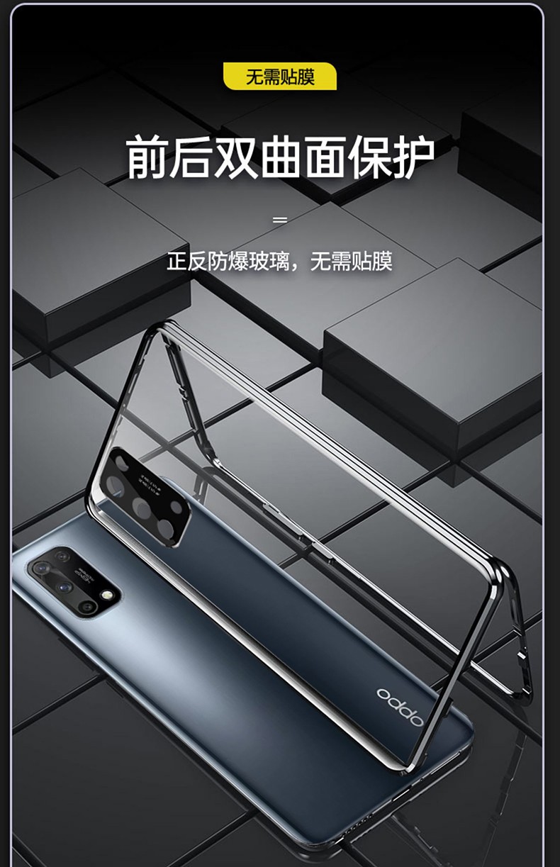 索艾格 oppok7x手机壳oppok7x保护套全包防摔透明翻盖硬壳双面玻璃