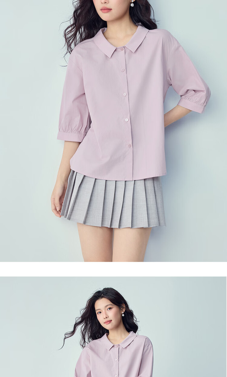 Giordano 2026 Summer New Skin-friendly Breathable Pure Cotton Loose Casual Polo Collar Mid Sleeve Shirt for Women 13346208 13