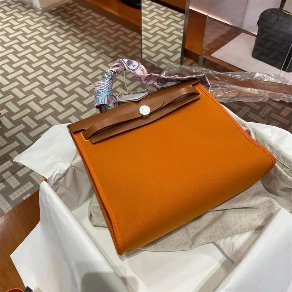 hermes/爱马仕 女包 herbag帆布包 31/39 拼皮包 单肩手提包包 其它