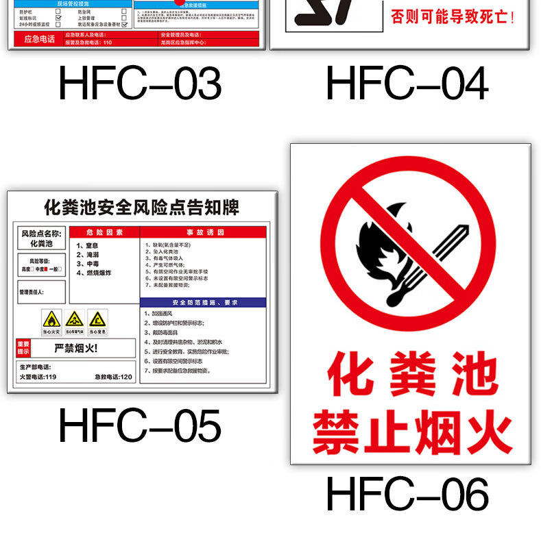 化粪池安全风险点告知牌标识牌此处化粪池严禁禁止烟火注意安全警示牌