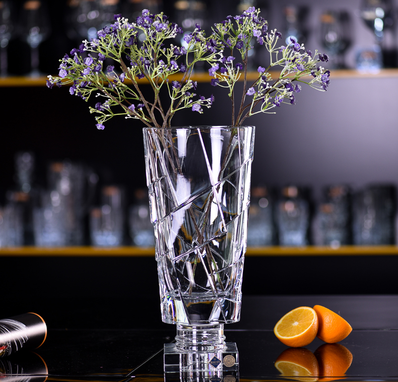 捷克进口bohemia波西米亚水晶玻璃花瓶家居摆件简约现代创意透明裂纹