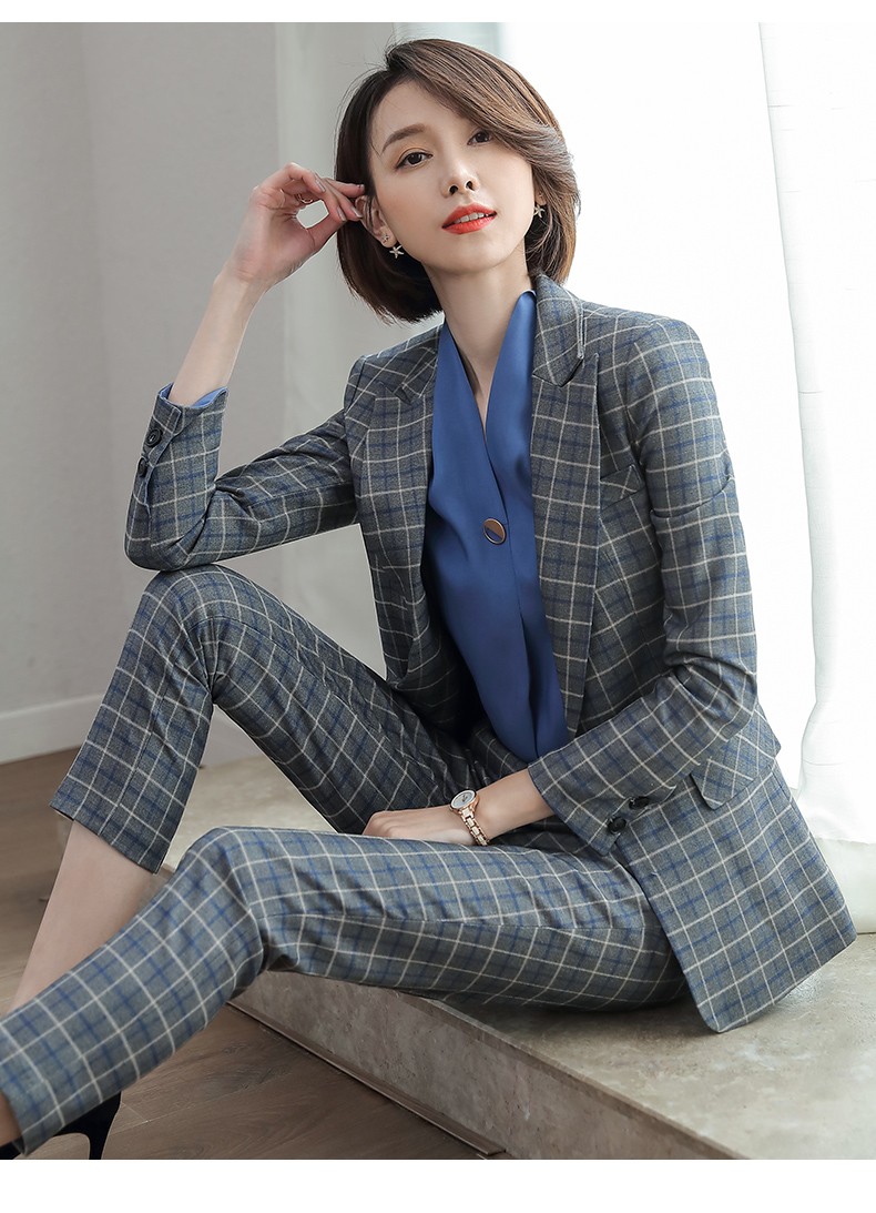 安依莲小西装女职业装女装套装2020春秋季格子西装套装设计感时尚休闲