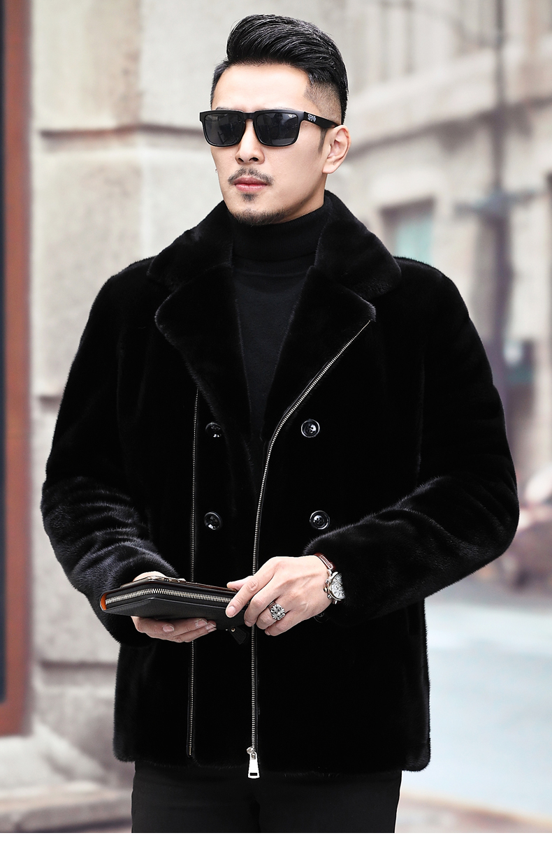 男nafa金牌貂皮大衣裘皮母貂冬季气质款 黑色 165/m【图片 价格 品牌