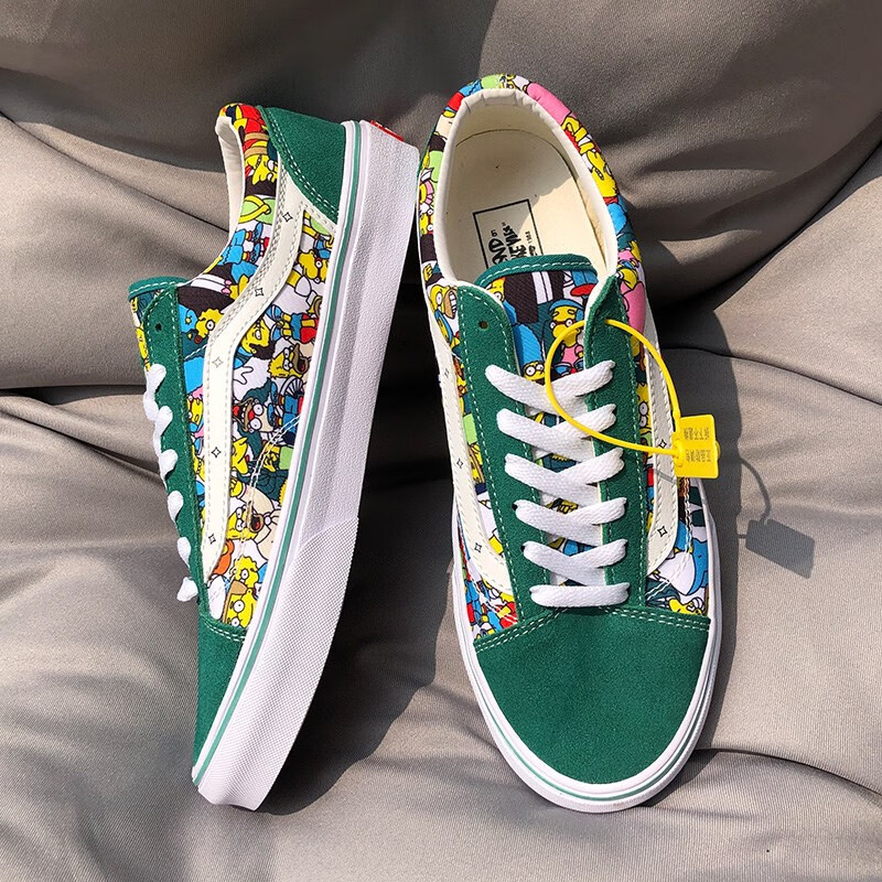 万斯(vans)官方联名辛普森绿色帆布鞋48码夏季大码男鞋 联名辛普森