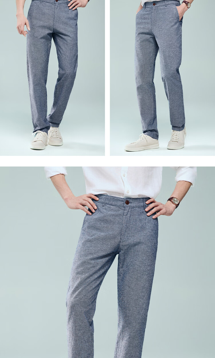 Giordano Men's Summer New Cotton Linen Commuter Mid-Low Waist Thin Casual Pants 01116349 13