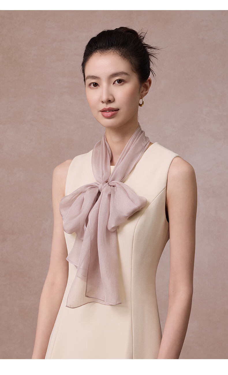 Shanghai Story Women's 100% Mulberry Silk Solid Color Pearl Yarn Long Scarf Chiffon Shawl Valentine's Day Gift for Girlfriend 16