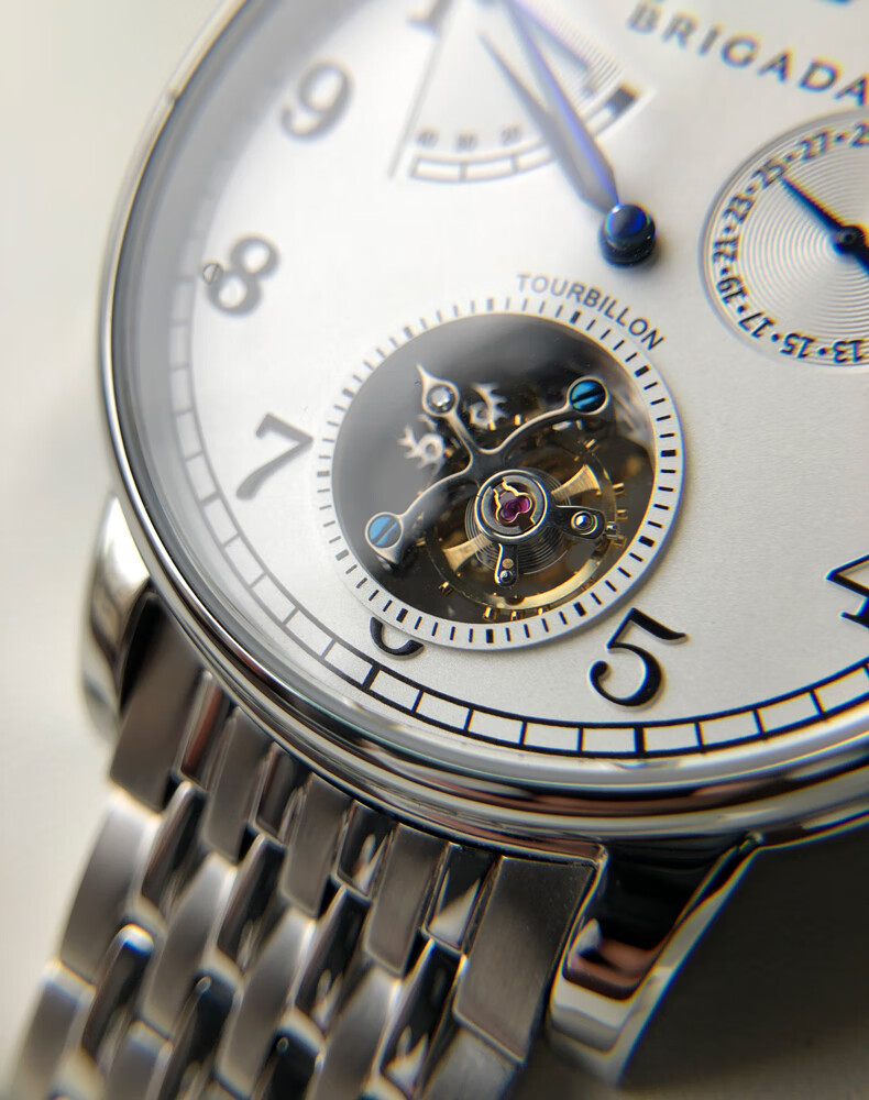 宝茄达brigada海鸥陀飞轮机芯手表男机械多功能男表罗马字鳄鱼皮带