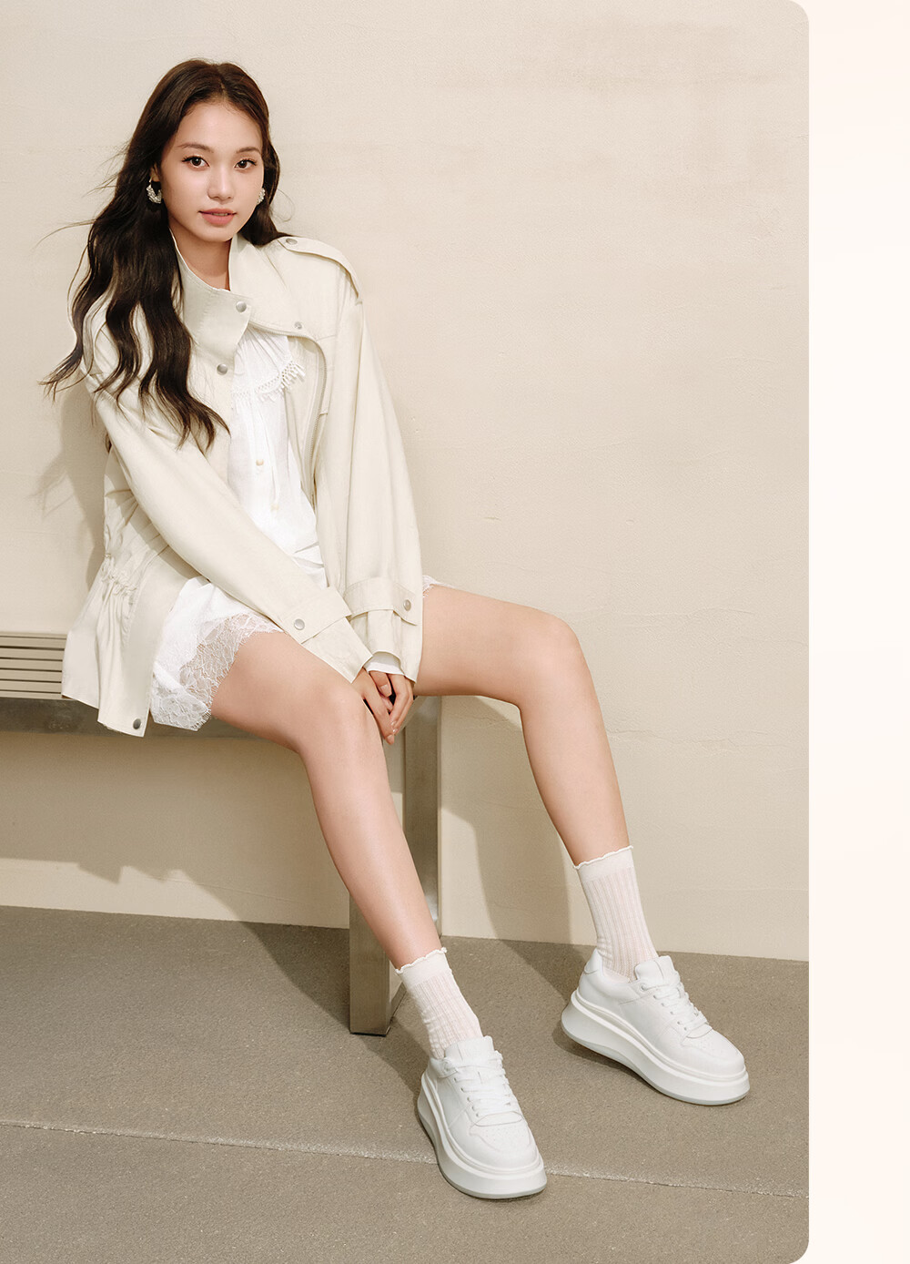 TATA TATA Sun Leyan Same Style White Whale Thick Sole Casual Sneakers Women Fleece Lined White AM6 Size 37 15