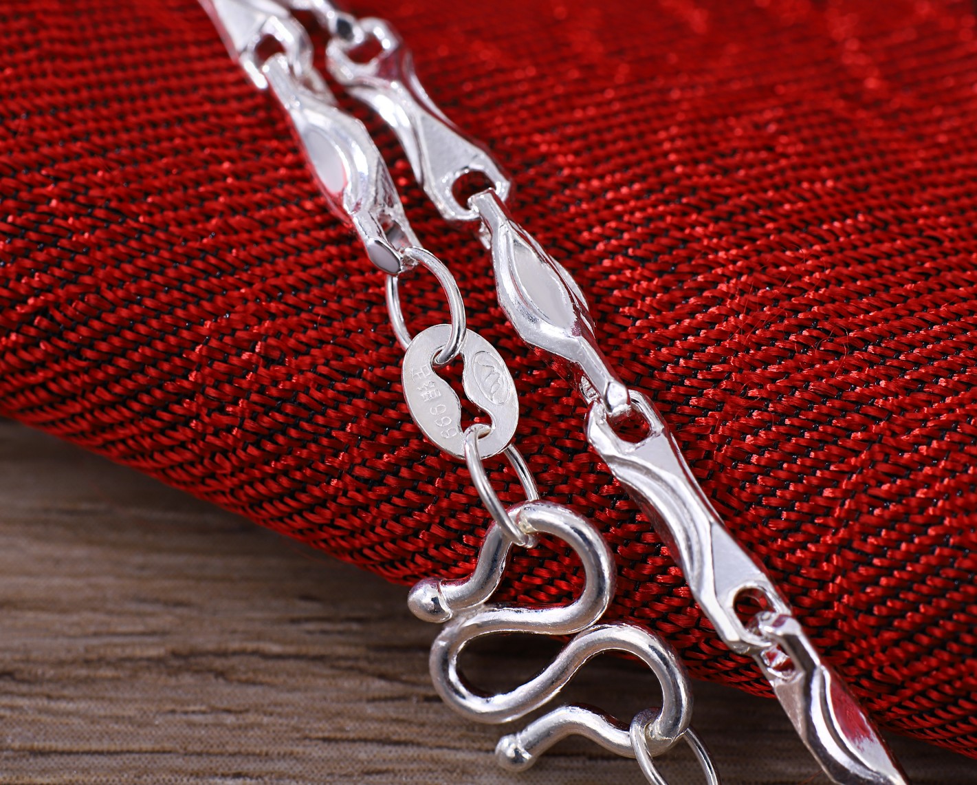 999纯银手工元宝链时尚潮流足银项链男实心锁骨链百搭银链子 2.