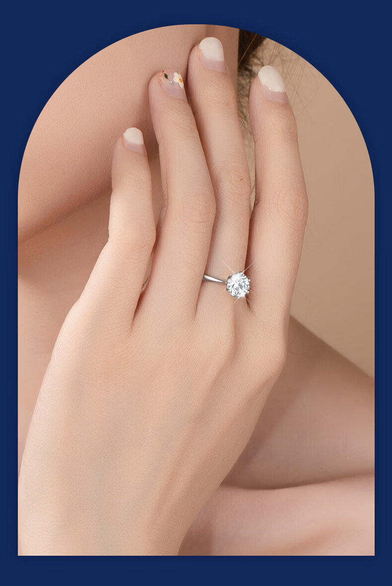 Lao Feng Xiang - Carat Moissanite Diamond Engagement Ring Pure Silver Women's Single Ring Valentine's Day Gift for Girlfriend Wife 10