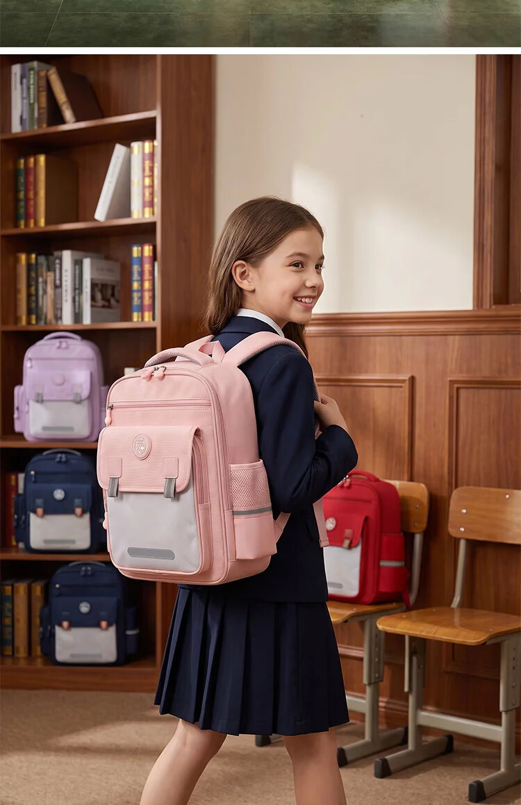 SNOOPY Elementary School Backpack for Boys, Spine-Protecting, Load-Reducing, Ultra-Lightweight, Large Capacity Shoulder Bag, Small Size in Pink 12
