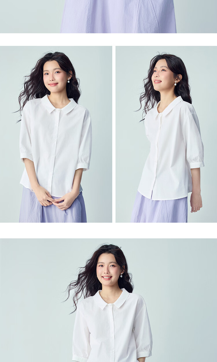 Giordano 2026 Summer New Skin-friendly Breathable Pure Cotton Loose Casual Polo Collar Mid Sleeve Shirt for Women 13346208 10