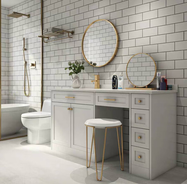 梳妆台浴室柜组合一体 卫生间现代简约实木化妆台洗脸洗手盆定做 换