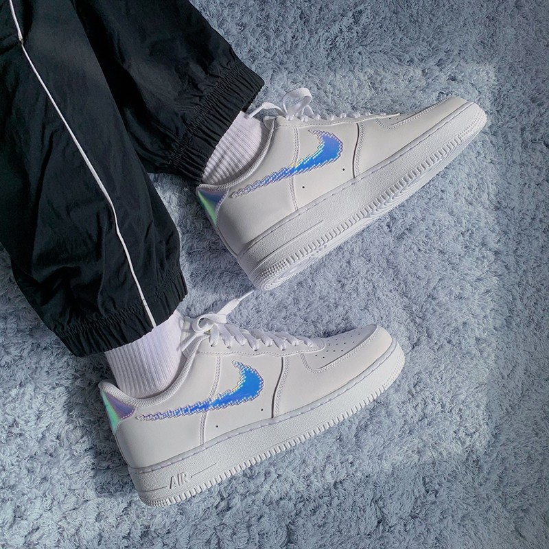 耐克nike air force 1空军一号男款af1彩虹像素白镭射休闲板鞋 cv1699