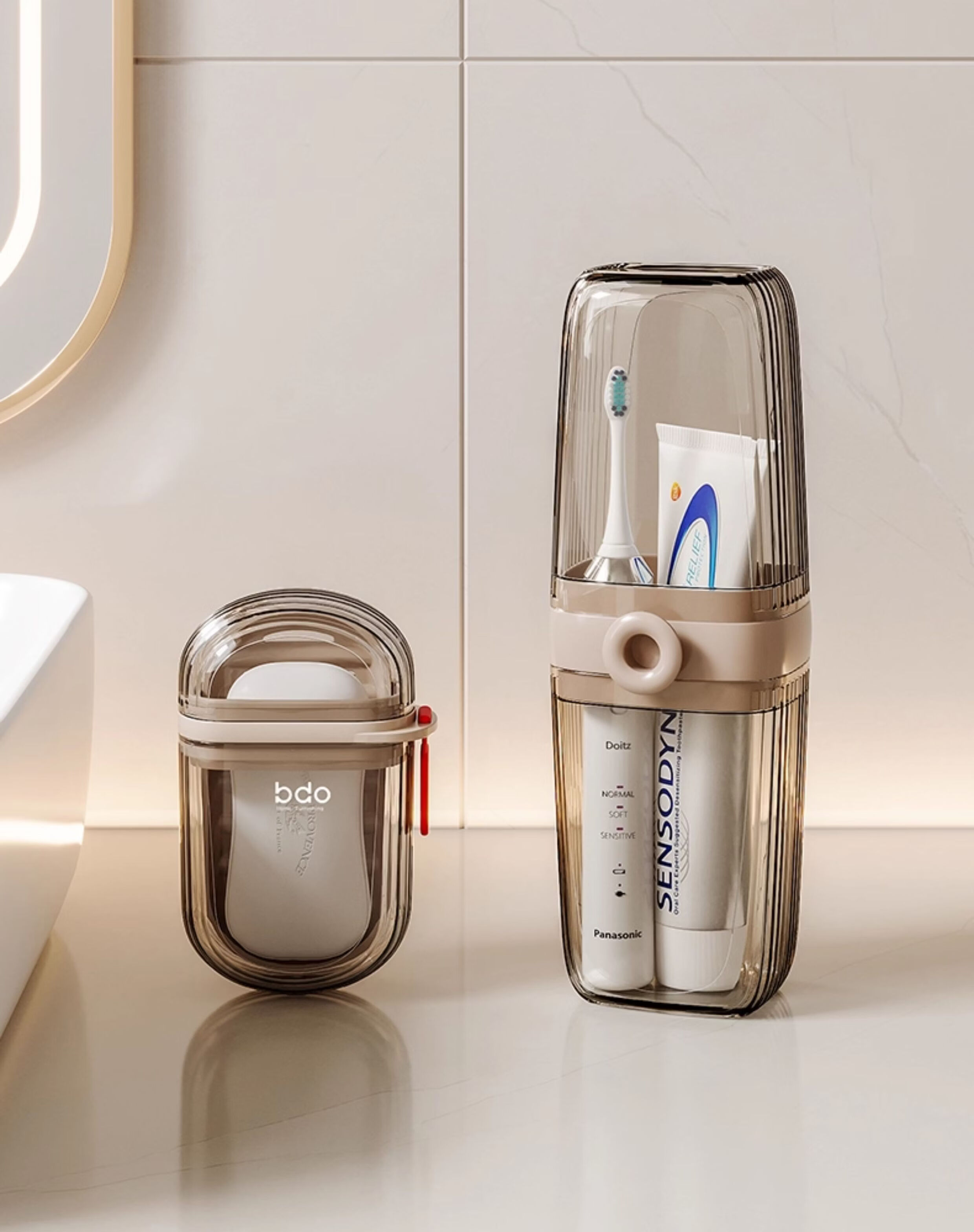 BDO Cup Toothbrush Holder, Desktop Bathroom Student Dormitory Mouthwash Cup Brushing Cup Tooth Cup Storage Set, Multi-Compartment Storage, Thickened Shatterproof Indoor Toiletry Set, Back-To Seaso 4