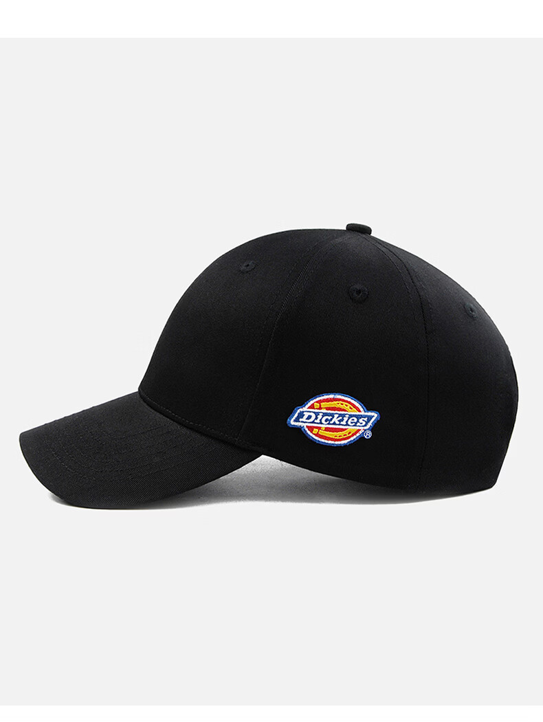 Dickies Hard Top Baseball Cap Men's Extra Large Deep Big Head Duckbill Hat Women's Embroidered Face Slimming Outdoor Hat Black 7