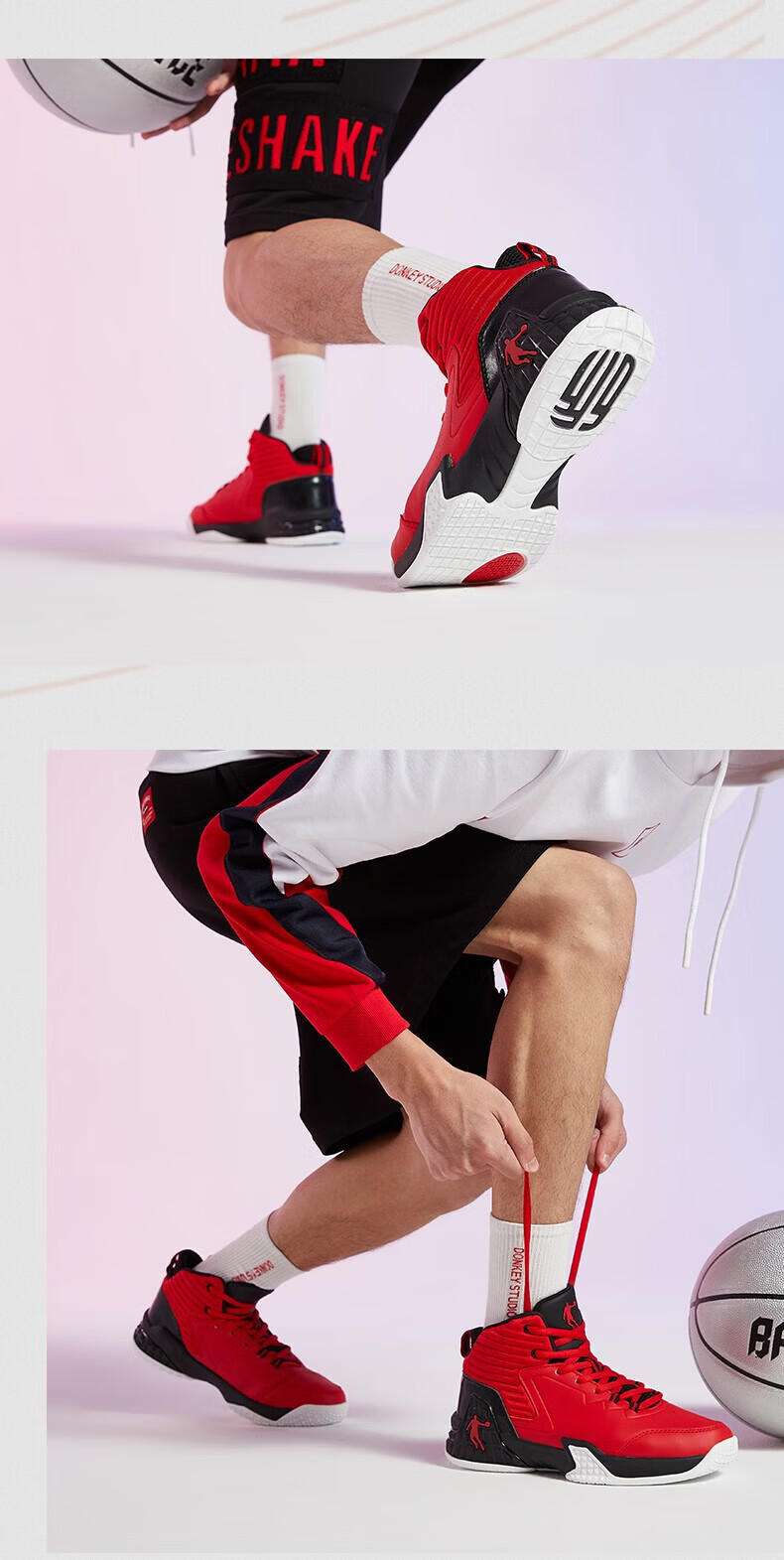 QIAODAN Men's Basketball Shoes, Shock-Absorbing, Wear-Resistant, Breathable Mesh Upper, Low-Top Student Sports Sneakers for Summer 21