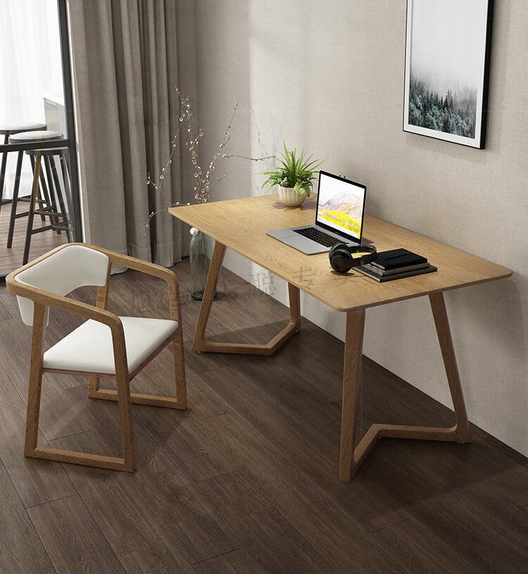 莤宸桌子电脑桌北欧家用书房白蜡木书桌学生学习写字台简约工作室单人