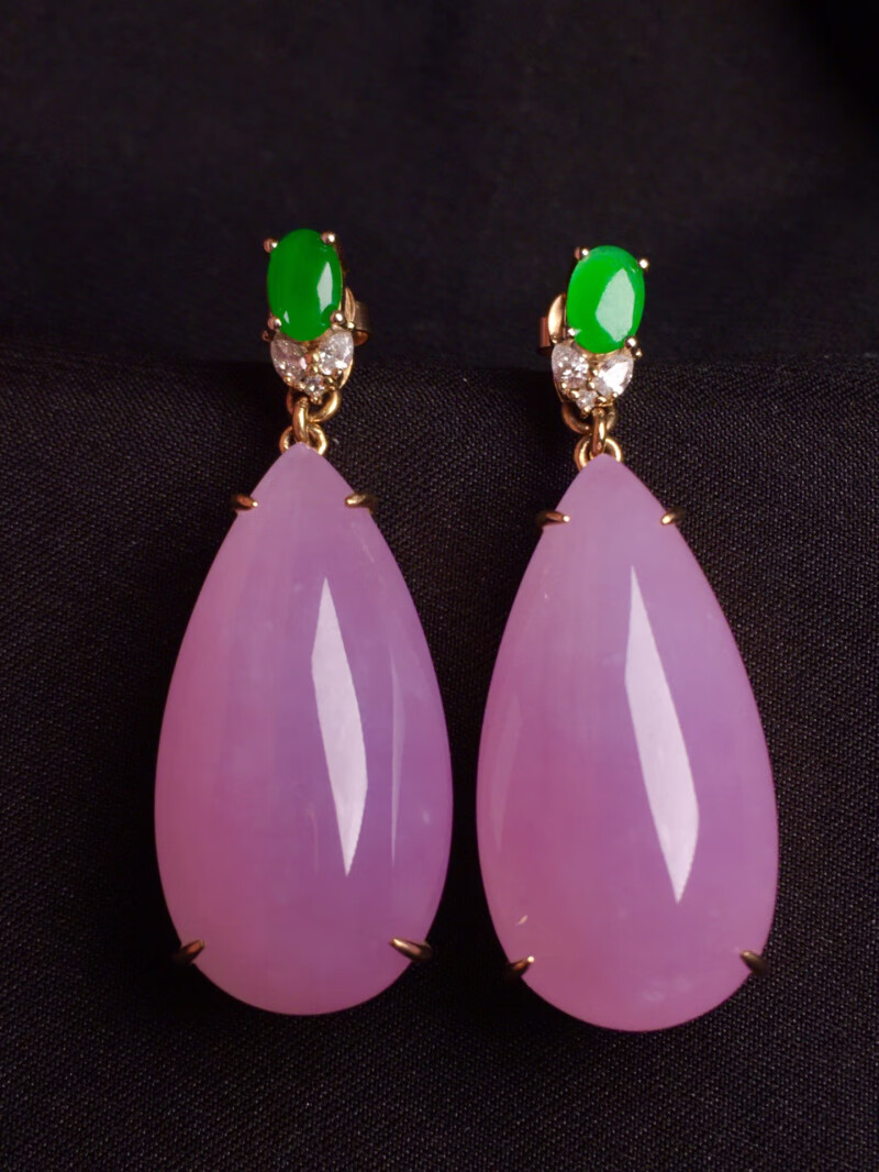 梦莹 冰种水滴葫芦翡翠吊坠 玻璃种粉紫罗兰挂件 玉佩平安扣玉笑佛公