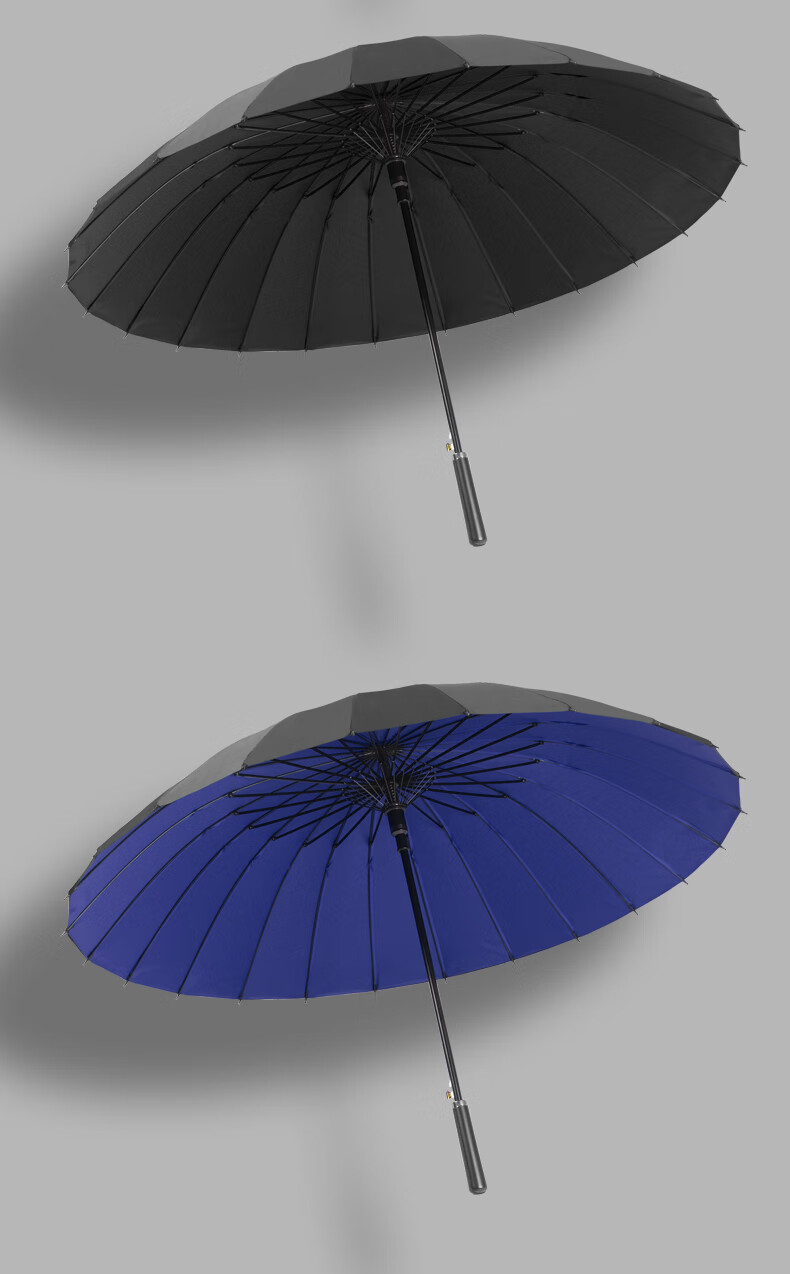 24骨自动雨伞双层暴雨专用伞黑色超大男长柄直杆定制大号抗风大伞红色