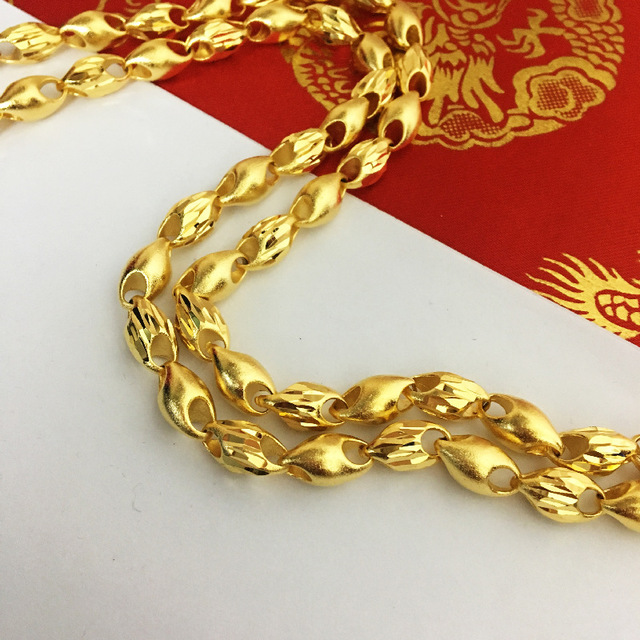 越南沙金项链男镀金空心麦子金店同款瓜子链男 实心瓜子链粗8mm 长