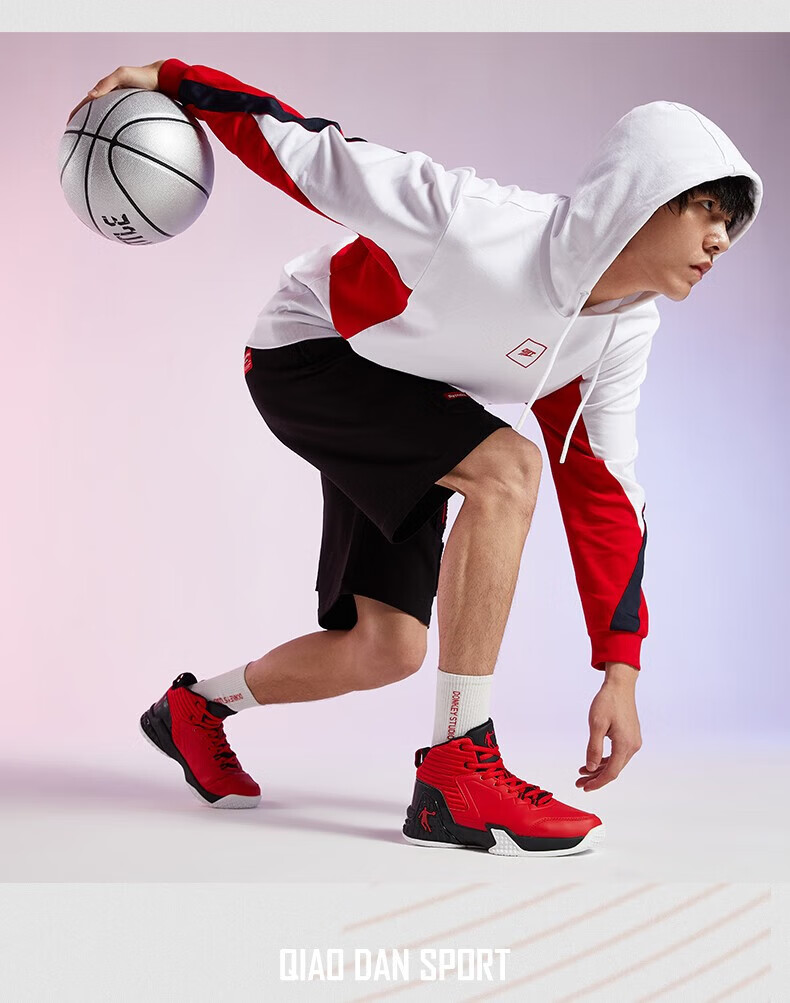 QIAODAN Men's Basketball Shoes, Shock-Absorbing, Wear-Resistant, Breathable Mesh Upper, Low-Top Student Sports Sneakers for Summer 20