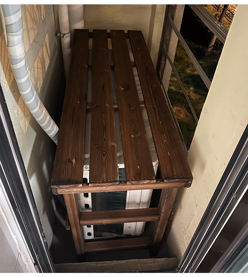 空调外机上置物架室外空调外机上的花架防腐木置物架户外多肉架靠墙