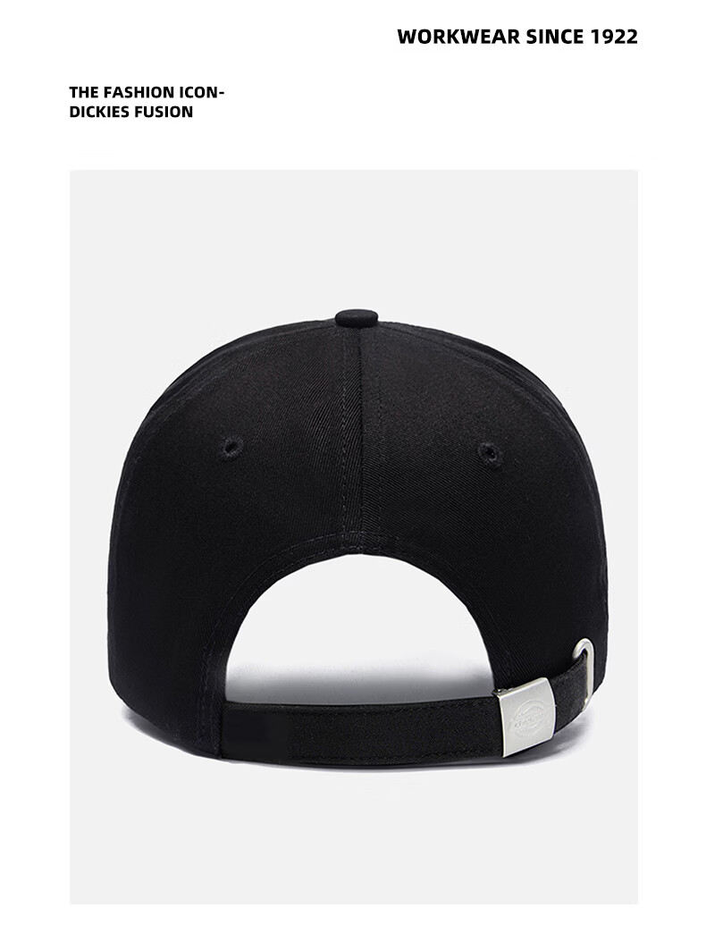 Dickies Hard Top Baseball Cap Men's Extra Large Deep Big Head Duckbill Hat Women's Embroidered Face Slimming Outdoor Hat Black 8