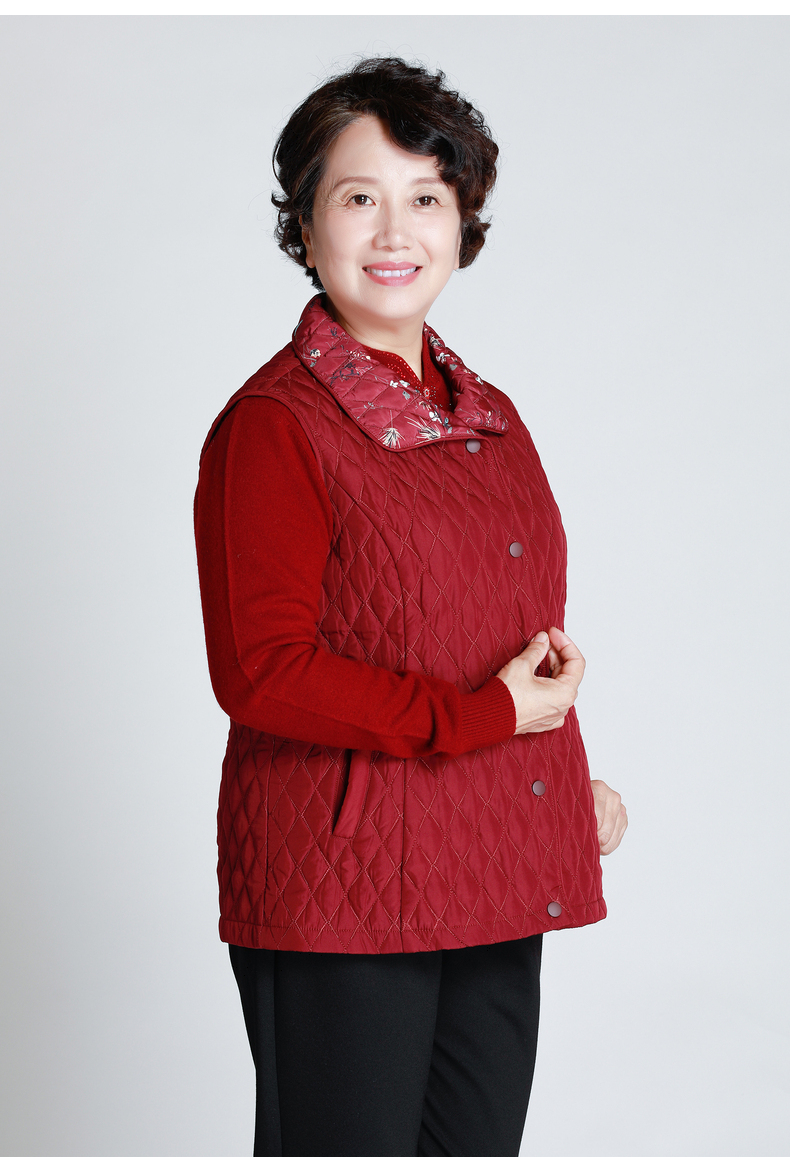 老美华 冬季马甲女中老年女装马夹无袖坎肩背心外套女妈妈装棉外套