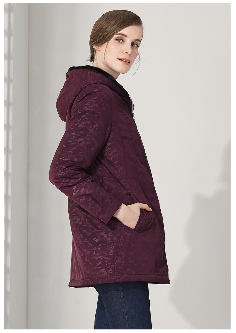 米兰登秋冬新款中老年女装妈妈装时尚连帽加厚保暖棉衣女宽松舒适气质