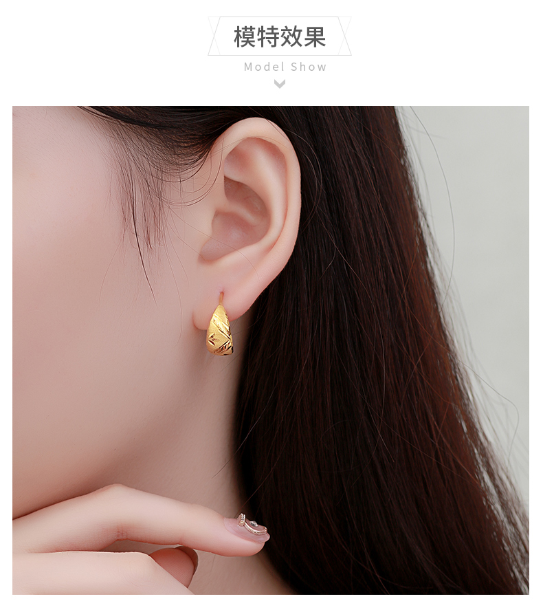 老凤凰黄金耳环中老年款999足金耳饰时尚车花工艺闪耀送妈妈送礼物