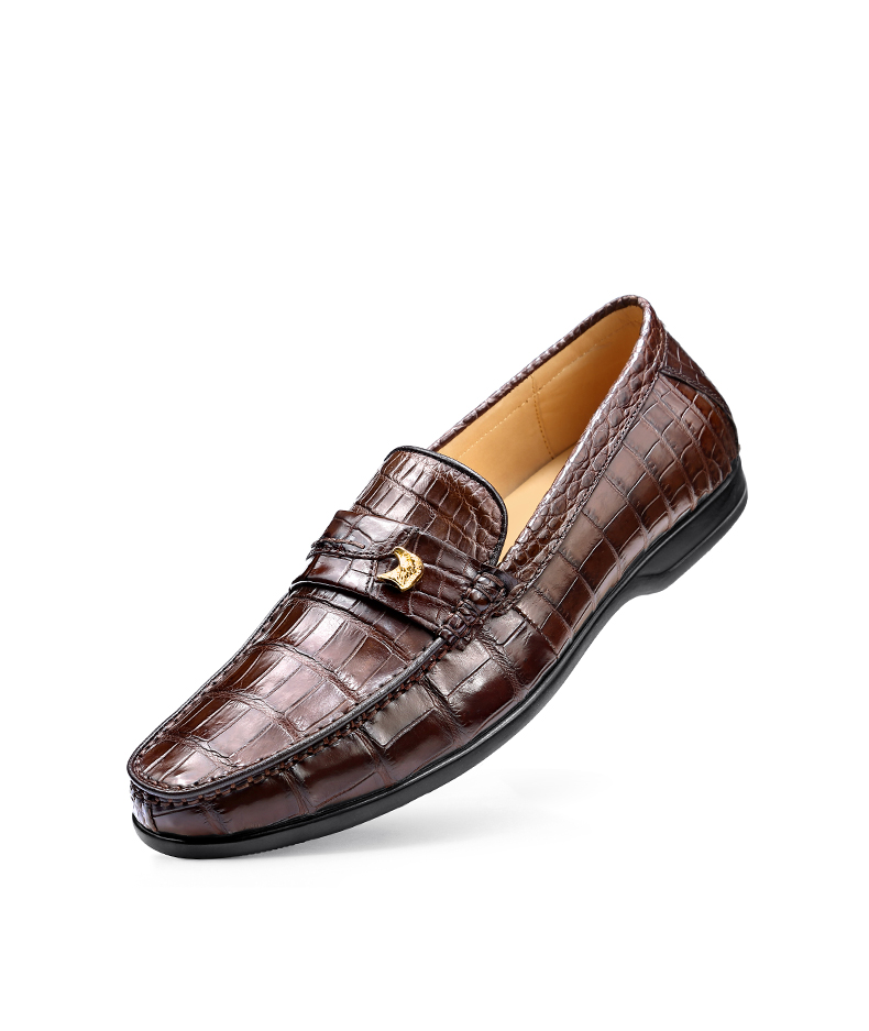 汉兰特鳄鱼皮皮鞋男休闲舒适皮鞋高档肚皮豆豆鞋舒适耐磨一脚蹬男皮鞋