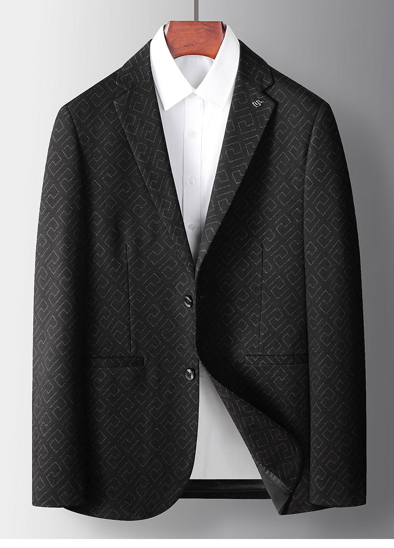 罗蒙romon轻奢高档品牌西装男休闲2021秋加厚暗纹商务单西青年西服