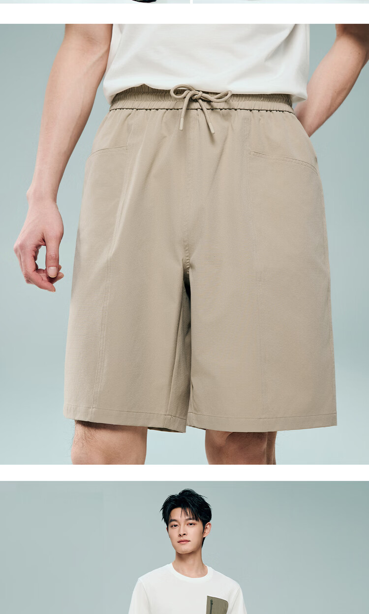 Giordano Men's 2026 Summer Black Technology Cooling Sun Protection Elastic Waist Sports Shorts 13106301 15