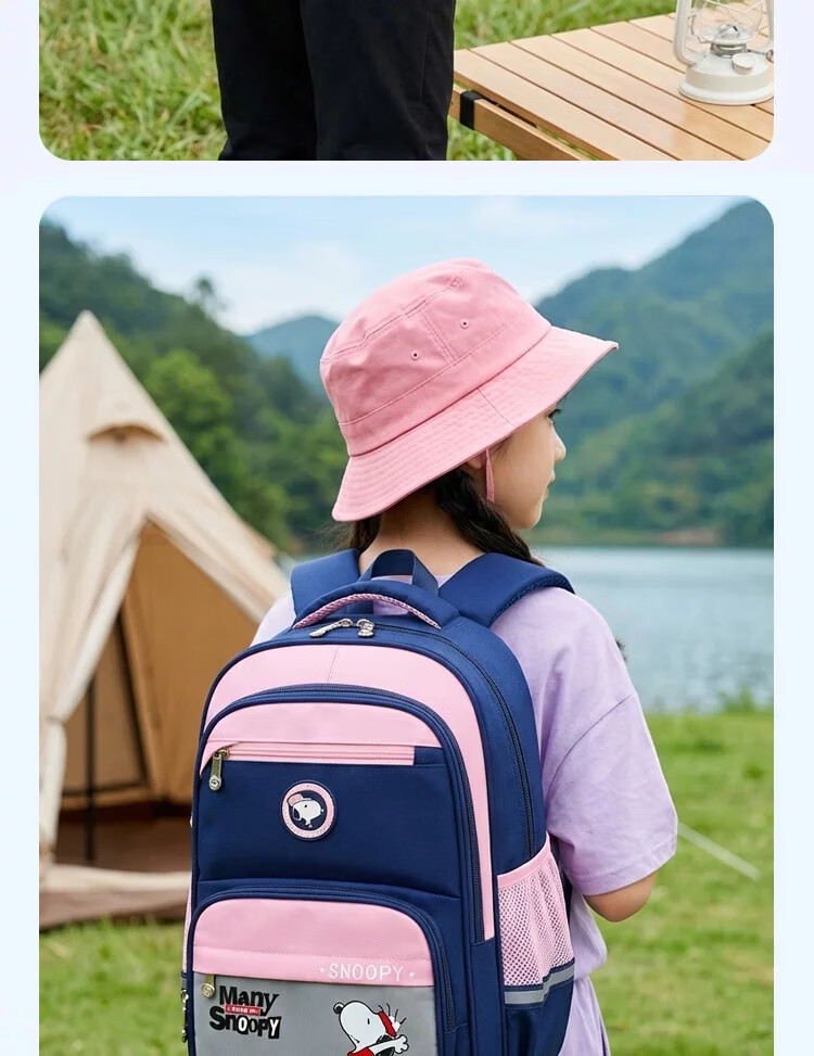 SNOOPY Spinal Protection Children's School Backpack for Girls Grades 1-3-6 Elementary Student Casual Small Green Boys Shoulder Bag 11