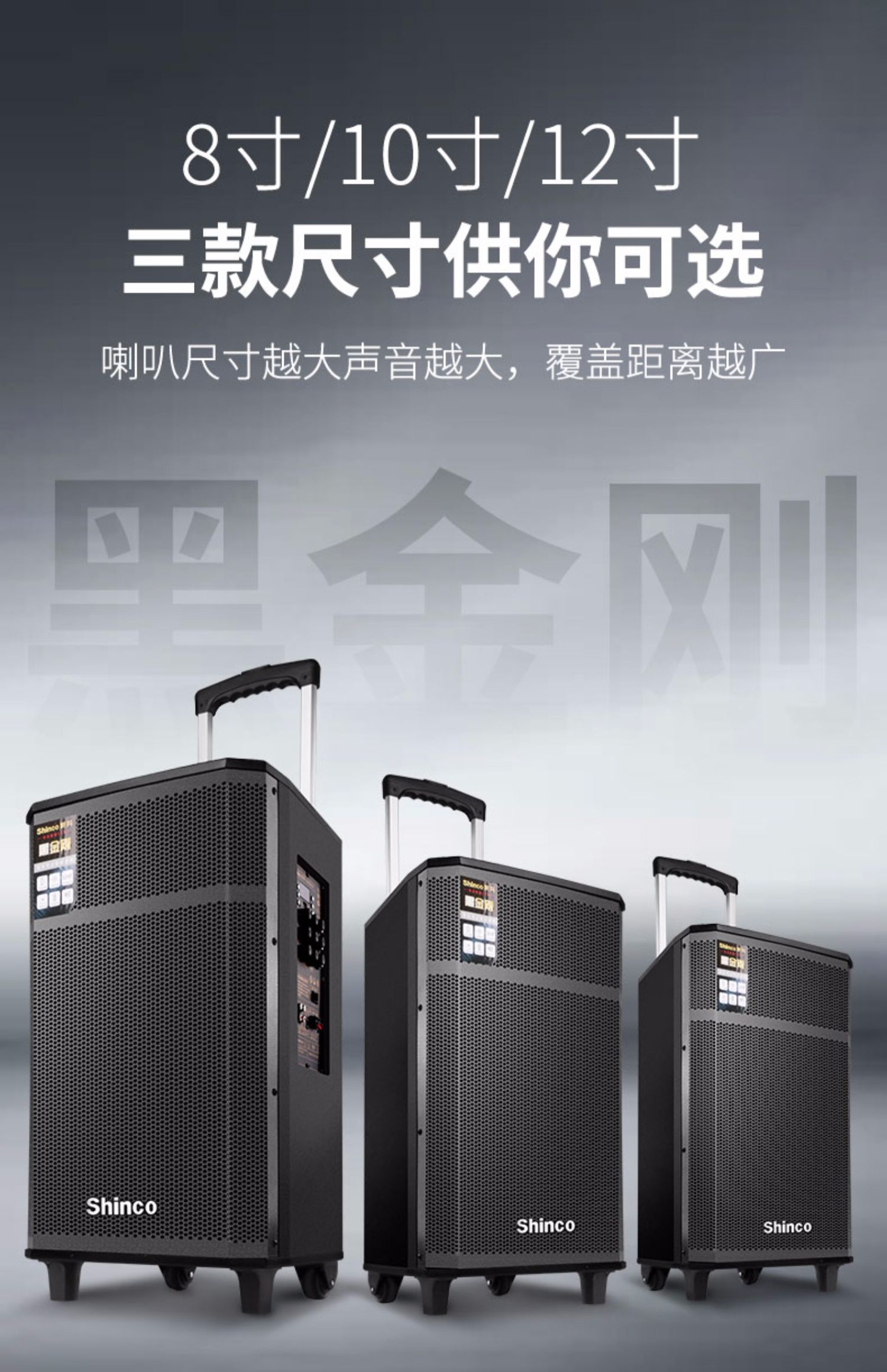 shinco/新科广场舞音响移动大功率拉杆音箱户外充电舞台唱歌 m22双麦