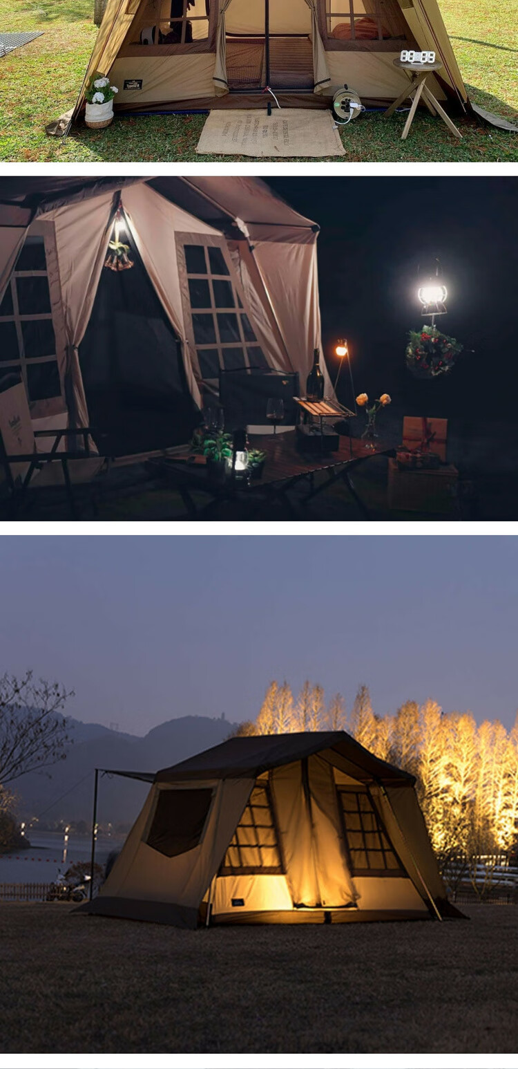 小川帐篷 秋日露营黑胶帐篷户外装备52r小川便携式折叠雨天幕小屋遮阳