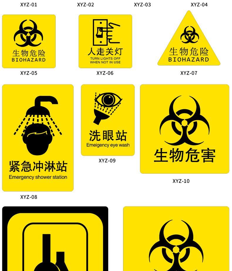 危险化学品标识贴纸一级二级生物安全实验室标识贴化学品柜安全标识牌
