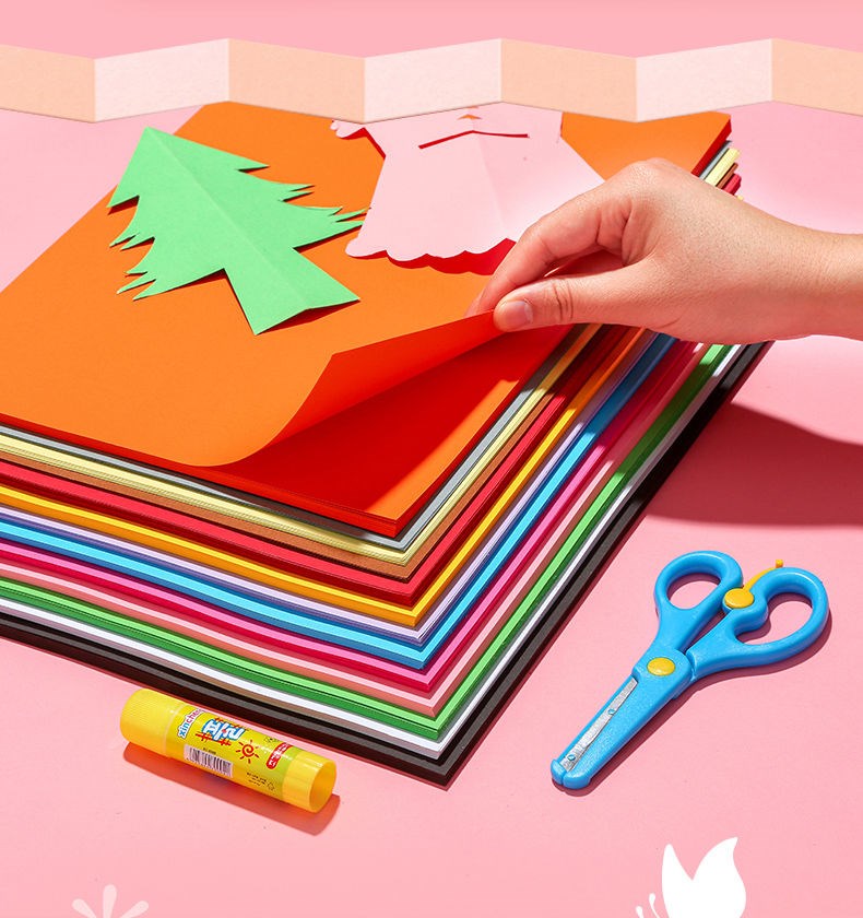 仓梵a4彩色卡纸硬手工卡片纸板厚彩纸4k8k制作材料幼儿园画画纸贺卡纸