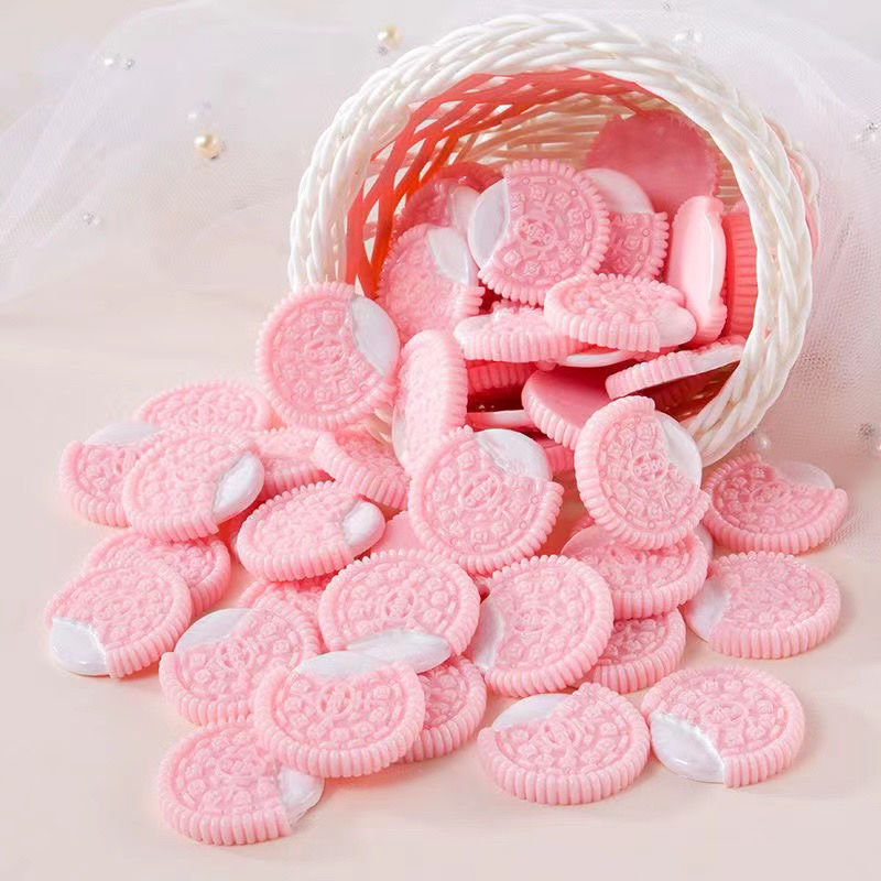 仿真奥利奥饼干树脂配件diy奶油胶手工滴胶自制发夹配件粉色奥利奥2个