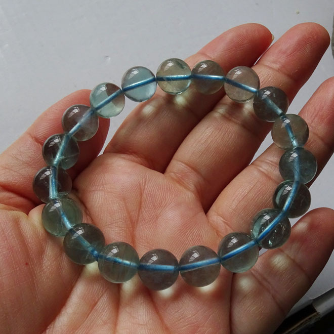 香港言和专柜原生态物质蓝萤石手链 蓝莹石手串水晶手链 深蓝男款女款