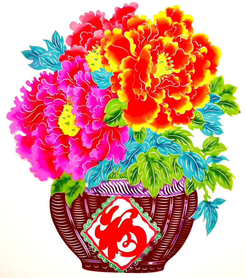 彩色京剧脸谱人物蔚县手工剪纸窗花 布置酒店家居客厅阳蔚县彩色剪纸