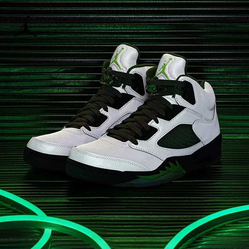 耐克nike男鞋air jordan 5 retro aj乔5灰绿 高帮复古篮球鞋 dm9014