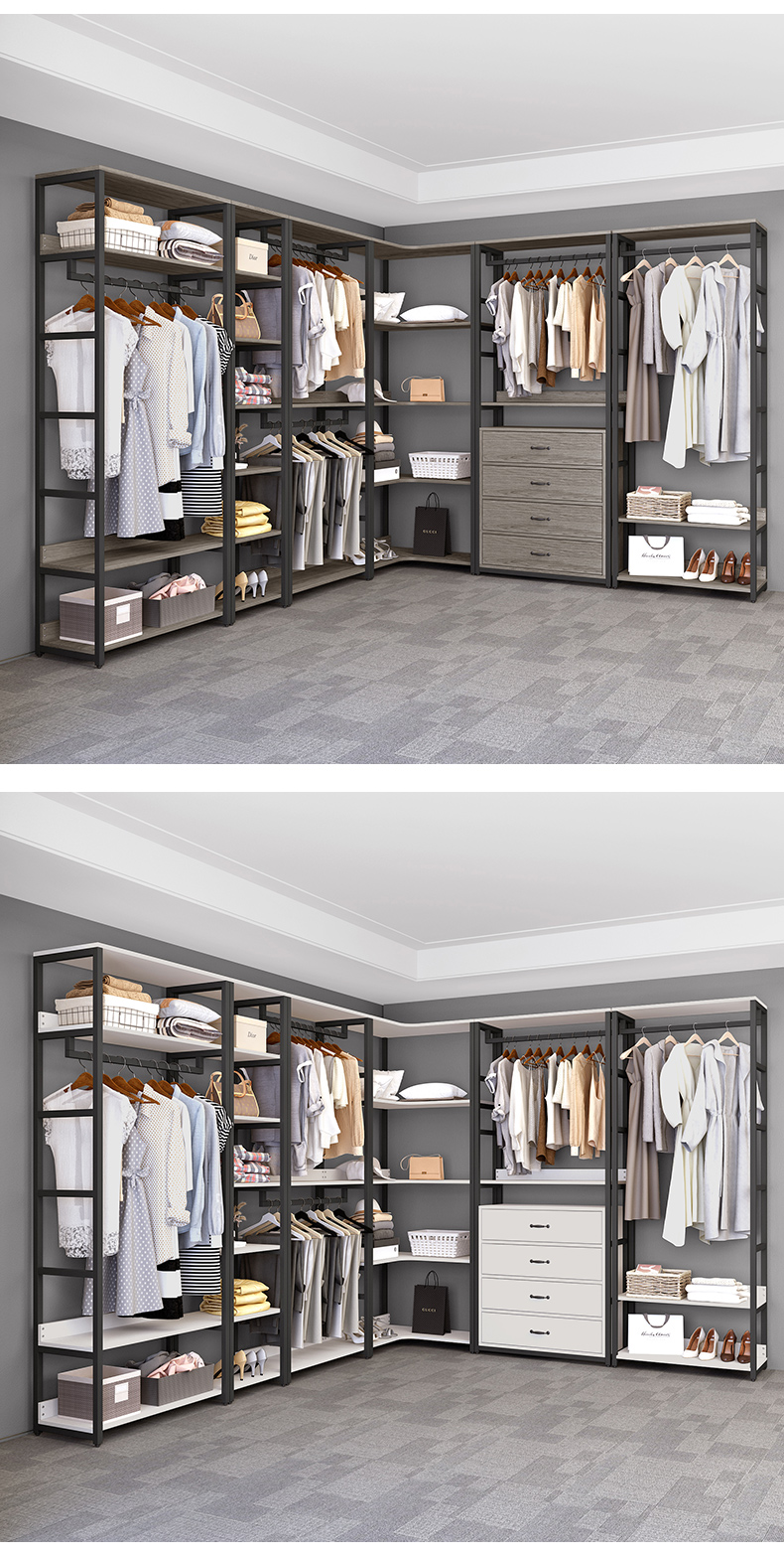 衣帽间衣架子钢架步入开放式衣柜架自制金属衣帽间组合柜子置物架