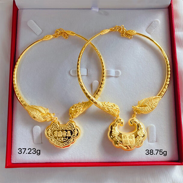 老凤凰 宝宝满月礼物金饰品周岁百天婴儿黄金项圈颈圈足金长命富贵百