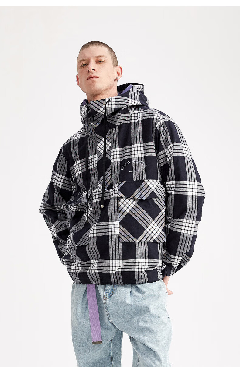 jacedent轻奢品牌lilbette夹克男 复古格子外套潮牌连帽上衣外衣新款