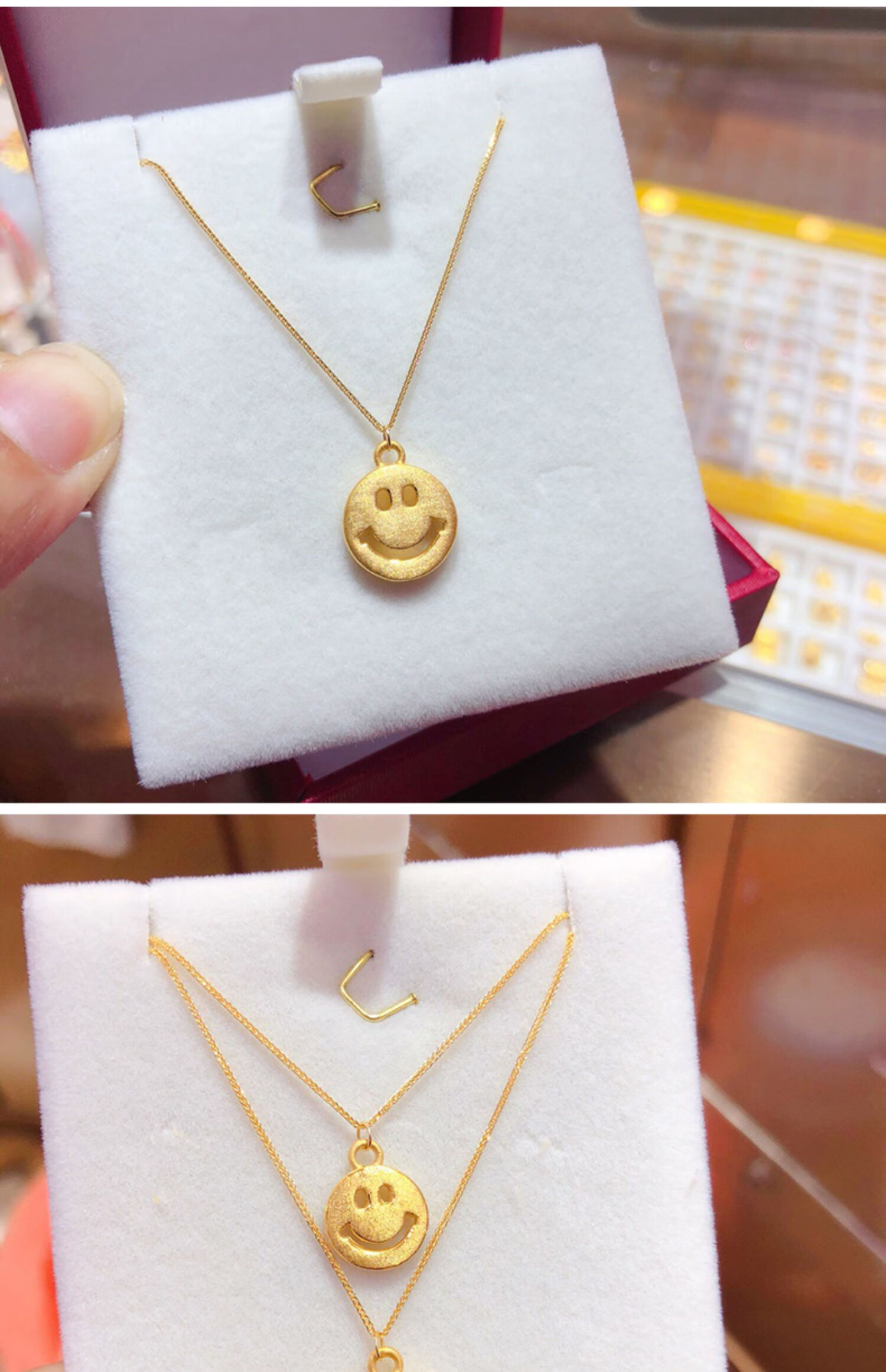 【雅暮珠宝】足金999微笑项链 黄金硬金可爱笑脸微笑吊坠套链金女雾雅